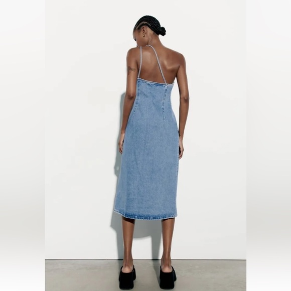 Zara Asymmetric Denim Dress NWT - Picture 2 of 7